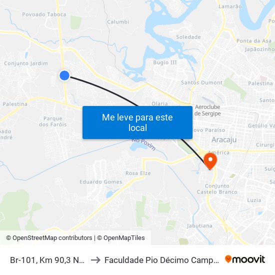 Br-101, Km 90,3 Norte to Faculdade Pio Décimo Campus III map