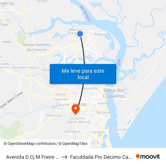 Avenida D Cj M Freire Iii, 849 to Faculdade Pio Décimo Campus III map