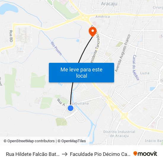 Rua Hildete Falcão Batista, 41 to Faculdade Pio Décimo Campus III map