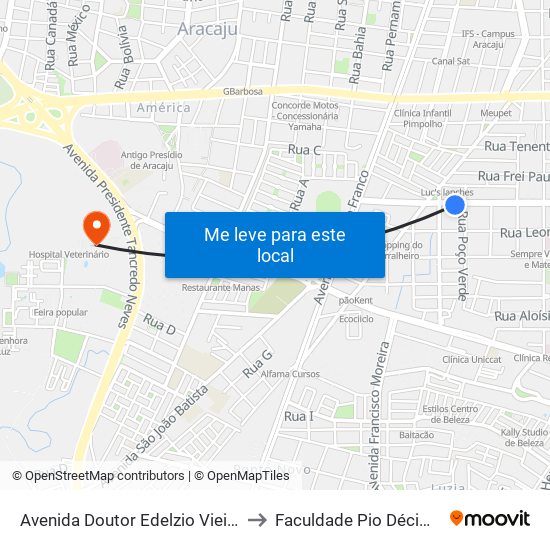 Avenida Doutor Edelzio Vieira De Melo, 1315 to Faculdade Pio Décimo Campus III map