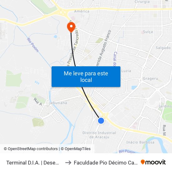 Terminal D.I.A. | Desembarque to Faculdade Pio Décimo Campus III map