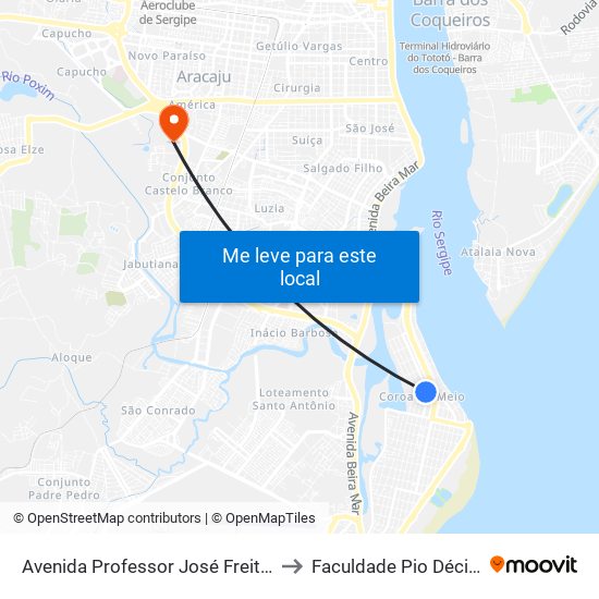 Avenida Professor José Freitas De Andrade, 2841 to Faculdade Pio Décimo Campus III map