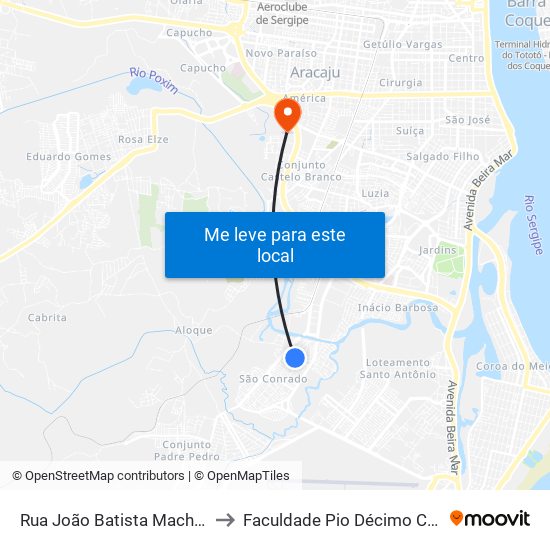 Rua João Batista Machado, 265 to Faculdade Pio Décimo Campus III map