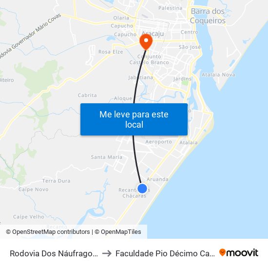 Rodovia Dos Náufragos, 5105 to Faculdade Pio Décimo Campus III map