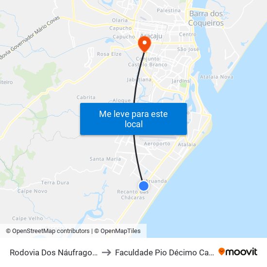 Rodovia Dos Náufragos, 4614 to Faculdade Pio Décimo Campus III map