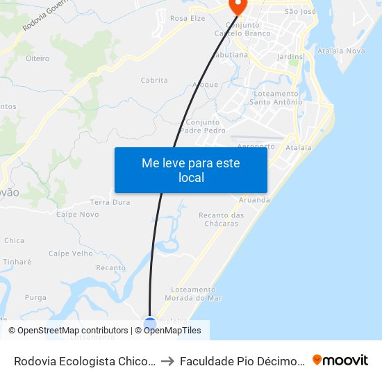 Rodovia Ecologista Chico Mendes, 37 to Faculdade Pio Décimo Campus III map