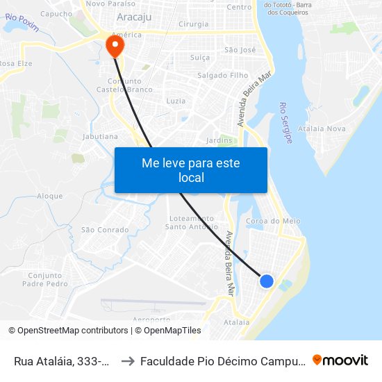 Rua Ataláia, 333-417 to Faculdade Pio Décimo Campus III map