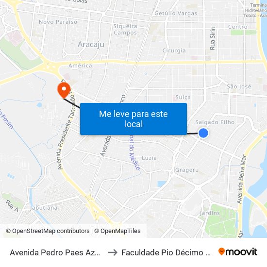 Avenida Pedro Paes Azevedo, 501 to Faculdade Pio Décimo Campus III map