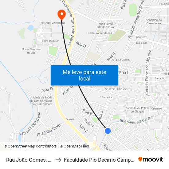 Rua João Gomes, 270 to Faculdade Pio Décimo Campus III map