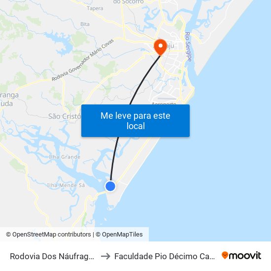 Rodovia Dos Náufragos, 150 to Faculdade Pio Décimo Campus III map