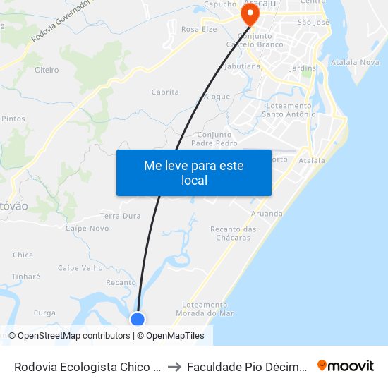 Rodovia Ecologista Chico Mendes 1780 to Faculdade Pio Décimo Campus III map