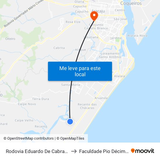 Rodovia Eduardo De Cabral Menezes, 1155 to Faculdade Pio Décimo Campus III map