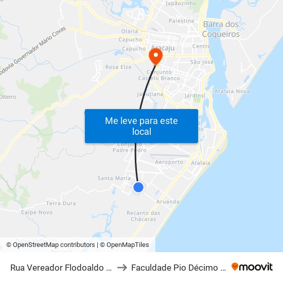 Rua Vereador Flodoaldo Moura, 170 to Faculdade Pio Décimo Campus III map