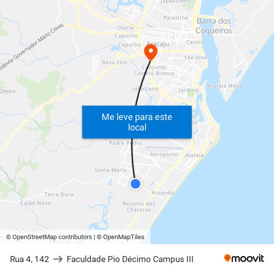 Rua 4, 142 to Faculdade Pio Décimo Campus III map