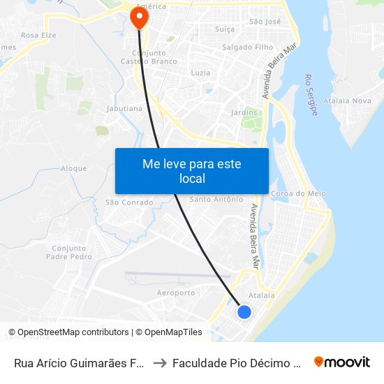 Rua Arício Guimarães Fortes, 748 to Faculdade Pio Décimo Campus III map