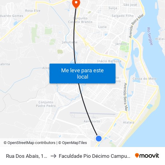 Rua Dos Abaís, 137 to Faculdade Pio Décimo Campus III map