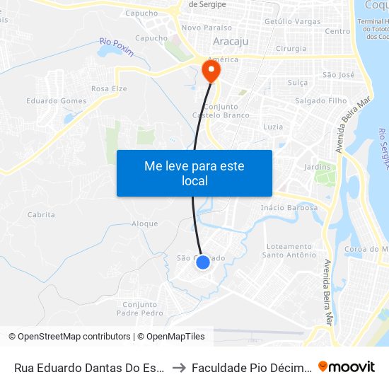 Rua Eduardo Dantas Do Espírito Santo 281 to Faculdade Pio Décimo Campus III map
