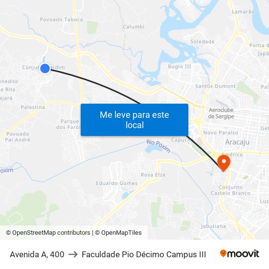 Avenida A, 400 to Faculdade Pio Décimo Campus III map