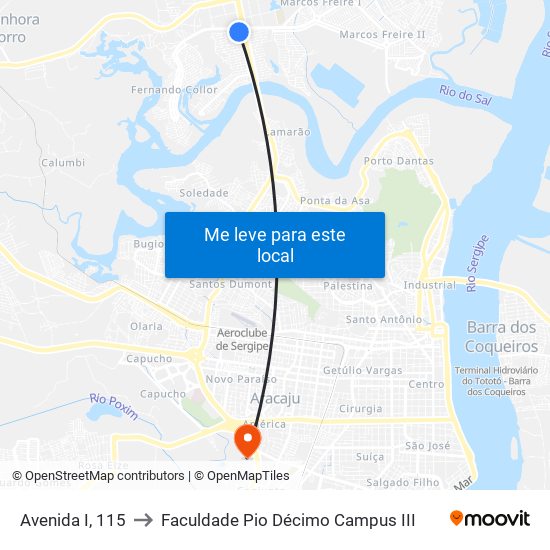 Avenida I, 115 to Faculdade Pio Décimo Campus III map