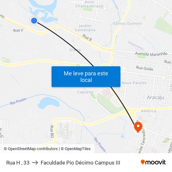 Rua H , 33 to Faculdade Pio Décimo Campus III map