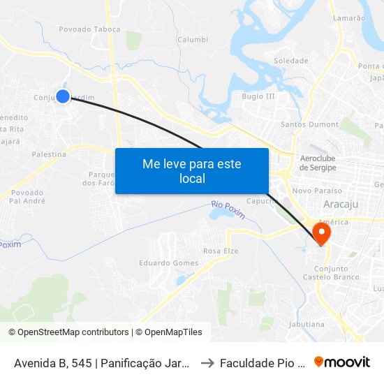 Avenida B, 545 | Panificação Jardim - Ponto Final Do Conjunto Jardim to Faculdade Pio Décimo Campus III map