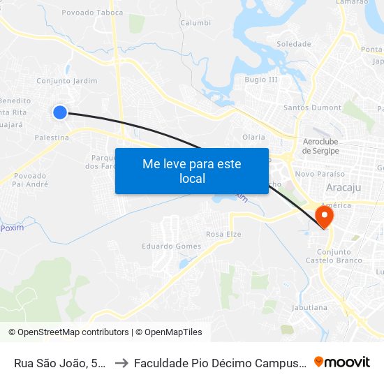 Rua São João, 500 to Faculdade Pio Décimo Campus III map