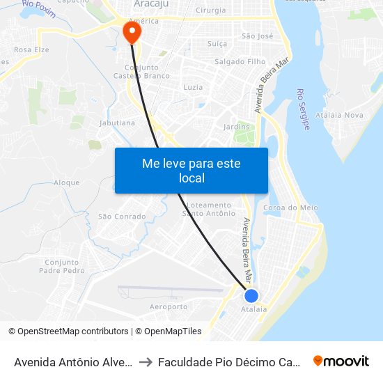 Avenida Antônio Alves, 526 to Faculdade Pio Décimo Campus III map