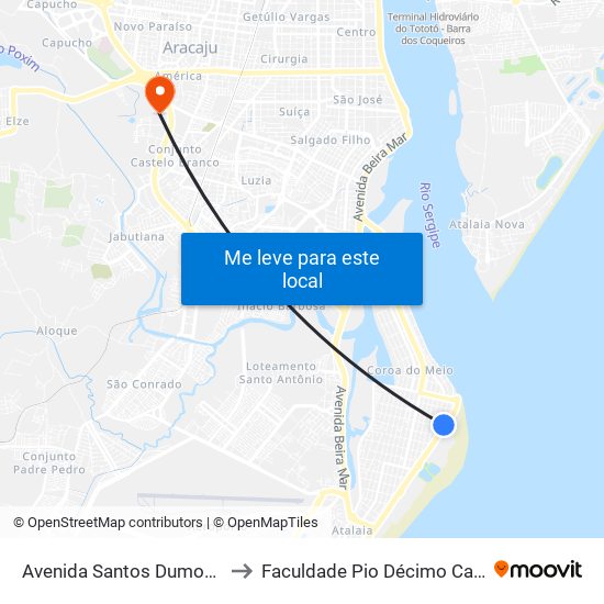 Avenida Santos Dumont, 1835 to Faculdade Pio Décimo Campus III map