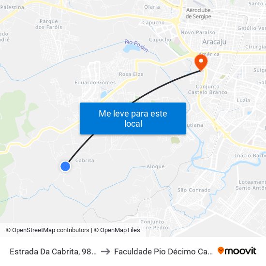 Estrada Da Cabrita, 981-1209 to Faculdade Pio Décimo Campus III map