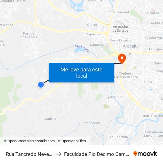 Rua Tancredo Neves, 55 to Faculdade Pio Décimo Campus III map