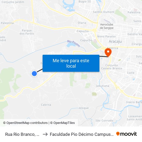 Rua Rio Branco, 13 to Faculdade Pio Décimo Campus III map