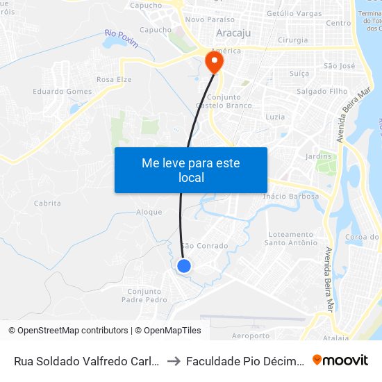 Rua Soldado Valfredo Carlos Amaral, 825 to Faculdade Pio Décimo Campus III map