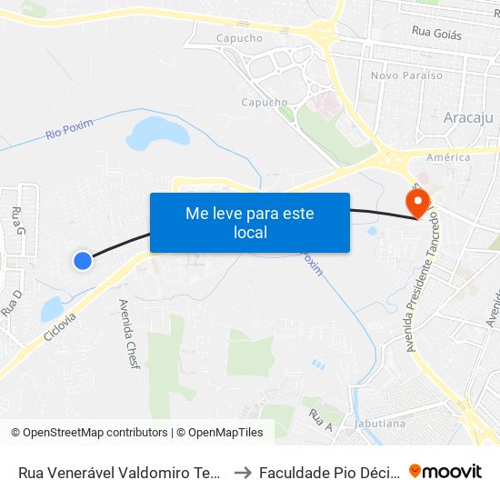Rua Venerável Valdomiro Teófilo Dos Santos, 284 to Faculdade Pio Décimo Campus III map