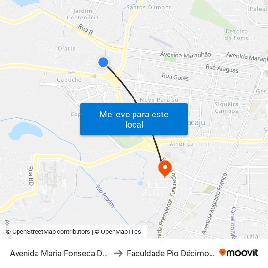 Avenida Maria Fonseca De Moraes, 40 to Faculdade Pio Décimo Campus III map