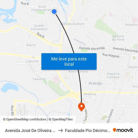 Avenida José De Oliveira Guedes, 413 to Faculdade Pio Décimo Campus III map