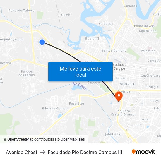 Avenida Chesf to Faculdade Pio Décimo Campus III map