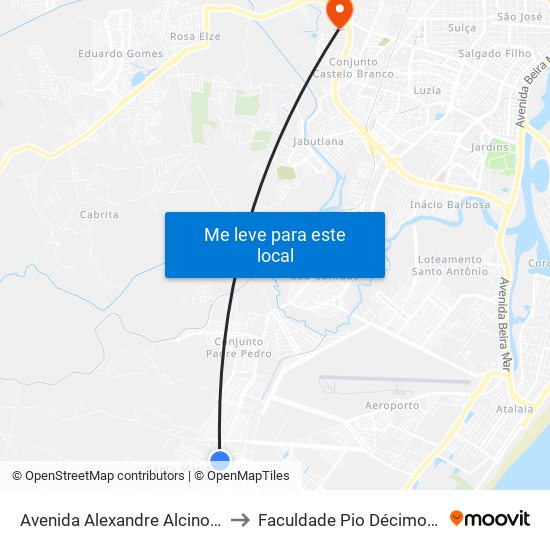 Avenida Alexandre Alcino, 3444-3492 to Faculdade Pio Décimo Campus III map