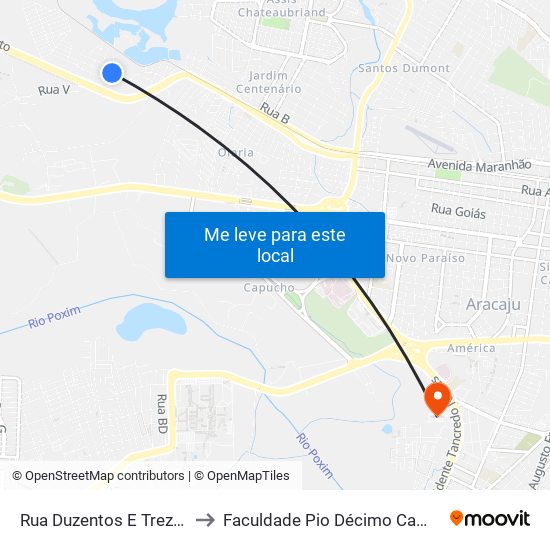 Rua Duzentos E Treze 212 to Faculdade Pio Décimo Campus III map