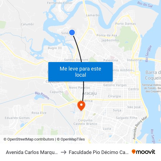 Avenida Carlos Marques, 206 to Faculdade Pio Décimo Campus III map