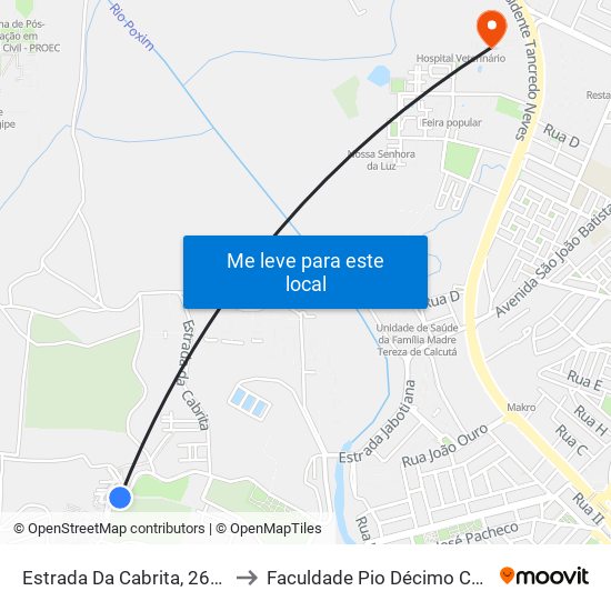 Estrada Da Cabrita, 2652-2918 to Faculdade Pio Décimo Campus III map