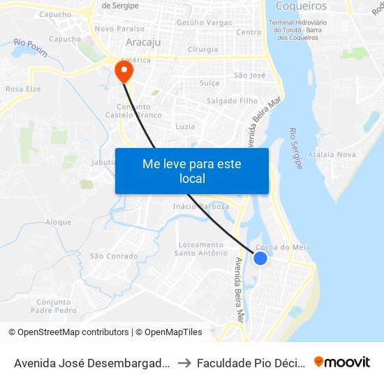 Avenida José Desembargador Antônio Góes, 55 to Faculdade Pio Décimo Campus III map