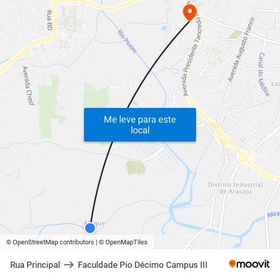 Rua Principal to Faculdade Pio Décimo Campus III map