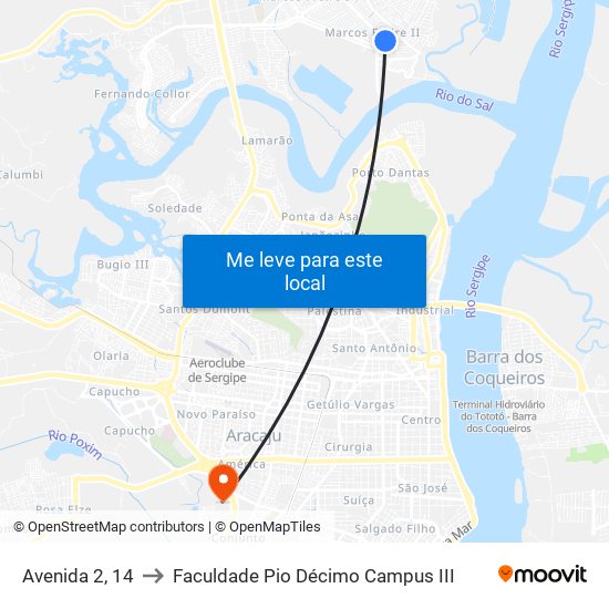 Avenida 2, 14 to Faculdade Pio Décimo Campus III map