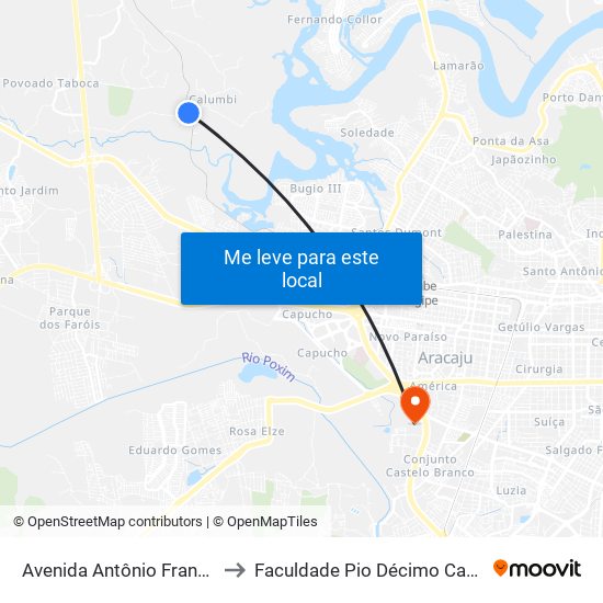 Avenida Antônio França, 800 to Faculdade Pio Décimo Campus III map