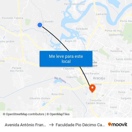 Avenida Antônio França, 950 to Faculdade Pio Décimo Campus III map