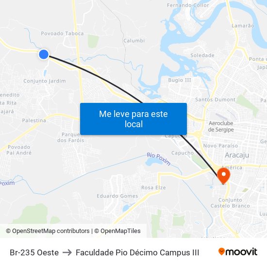 Br-235 Oeste to Faculdade Pio Décimo Campus III map