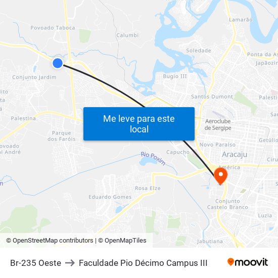 Br-235 Oeste to Faculdade Pio Décimo Campus III map