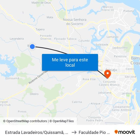 Estrada Lavadeiros/Quissamã, Sentido Quissamã | Povoado Bita to Faculdade Pio Décimo Campus III map