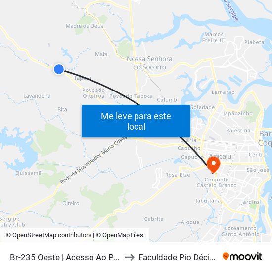 Br-235 Oeste | Acesso Ao Povoado Lavandeira to Faculdade Pio Décimo Campus III map