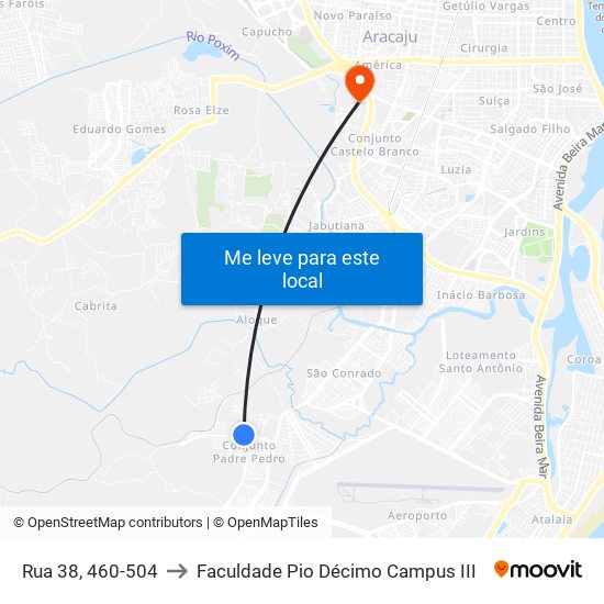 Rua 38, 460-504 to Faculdade Pio Décimo Campus III map